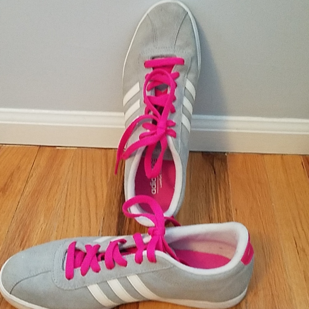 ADIDAS womens S 9 grey,white,hot pink